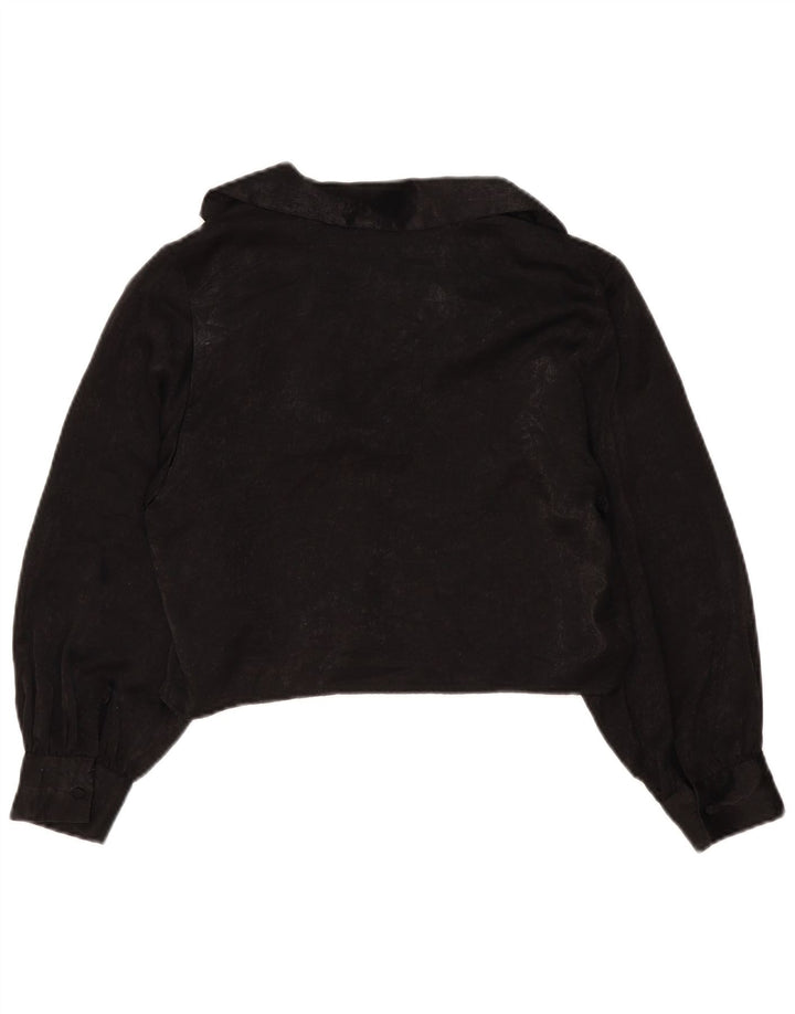 Zara Womens Crop Oversized skjortebluse UK 6 XS Sort Polyester