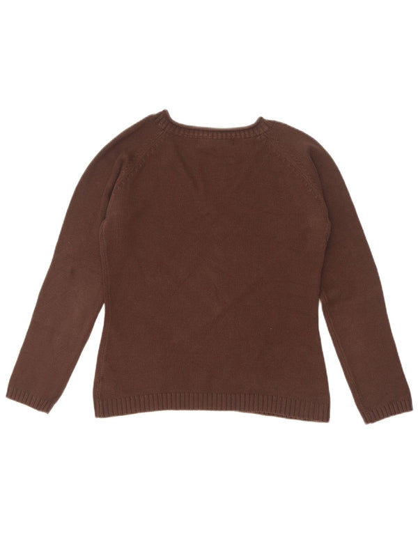 Zara Womens Crop V-hals sweater UK 12 Medium Brown Bomuld