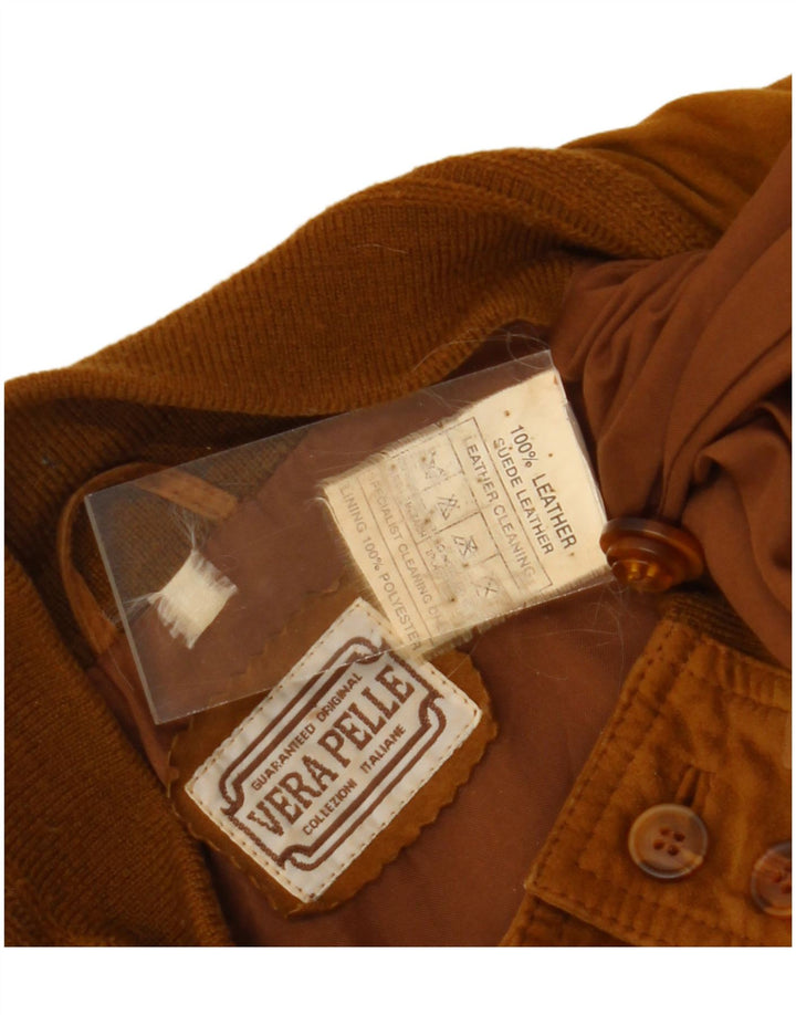 Vintage herre ruskind bomberjakke UK 42 XL brunt læder