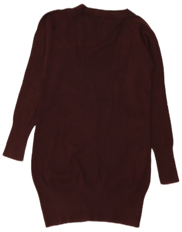 Zara Womens Longline Cardigan Sweater UK 10 Small Brown Bomuld