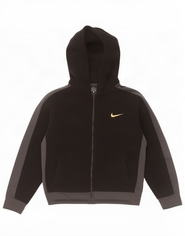 Nike Girls Dri Fit Standard Fleecejakke med hætte 12-13 år Stor Sort