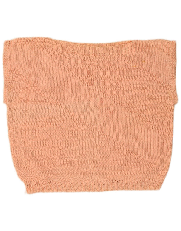 VINTAGE Dame Oversized Crop Vest Tank Top UK 14 Medium Orange