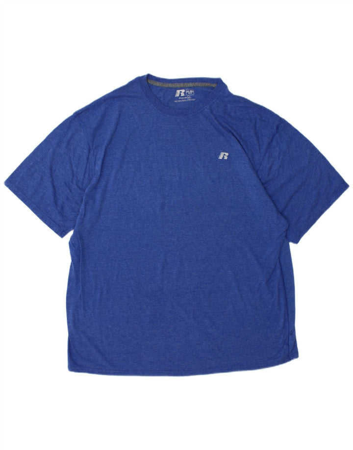 RUSSELL ATHLETIC Herre Dri-Power T-Shirt Top UK 50/52 2XL Blå Polyester