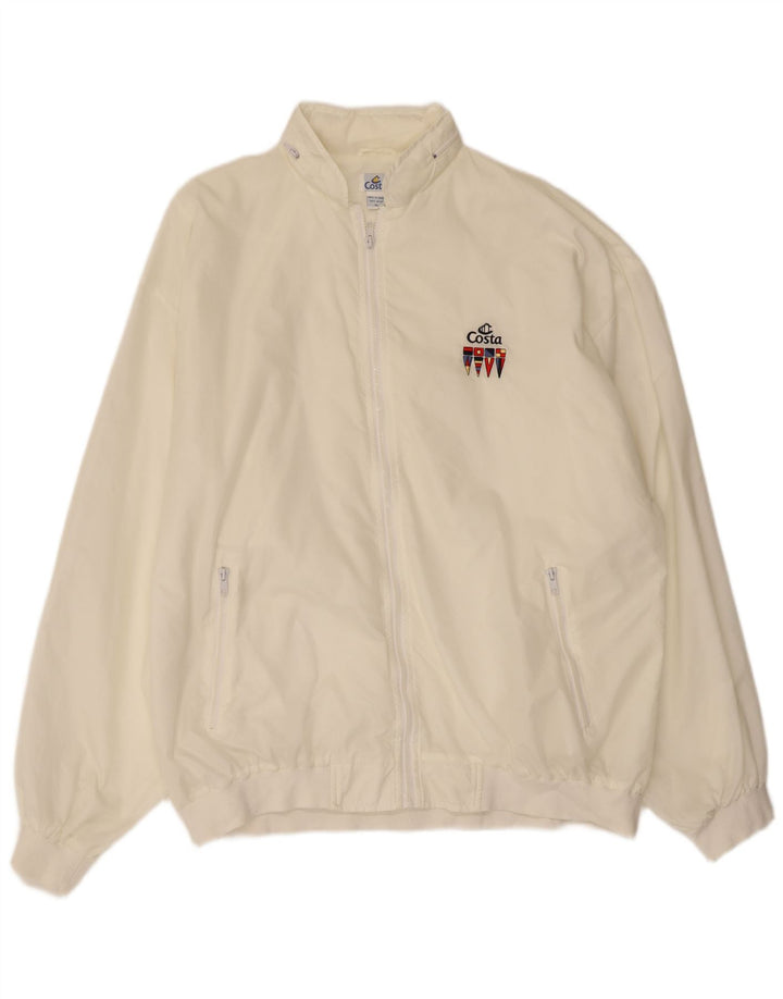 VINTAGE Mens Bomber Jacket UK 42 XL White Nylon