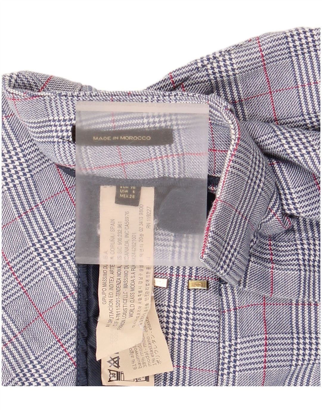 Massimo Dutti Chinobukser til kvinder EU 38 Small W30 L26 Blue Houndstooth