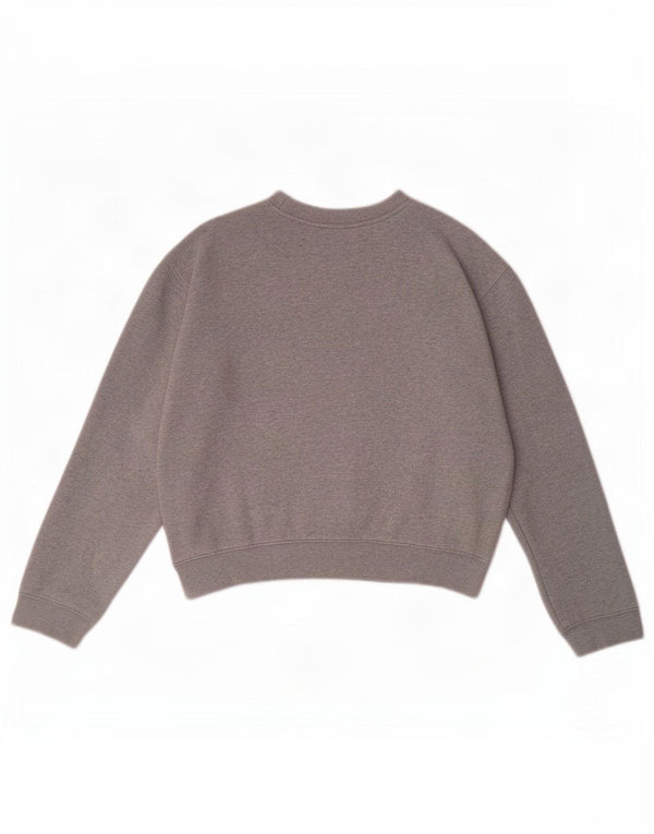 Replay Womens Crop Graphic Sweatshirt Jumper UK 14 Medium Grey Flecked