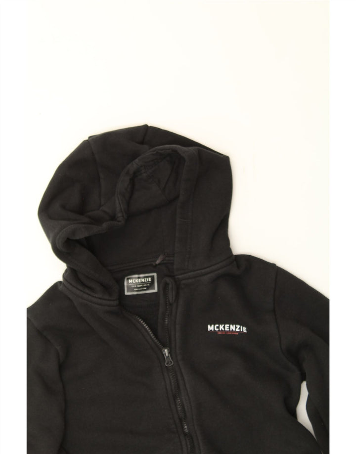 MCKENZIE Boys Zip Hoodie Sweater 13-14 Years Black Polyester Vintage Mckenzie and Second-Hand Mckenzie from Messina Hembry 