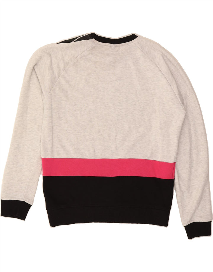 ELLESSE Womens Graphic Sweatshirt Jumper UK 16 Large Grey Colourblock Vintage Ellesse and Second-Hand Ellesse from Messina Hembry 