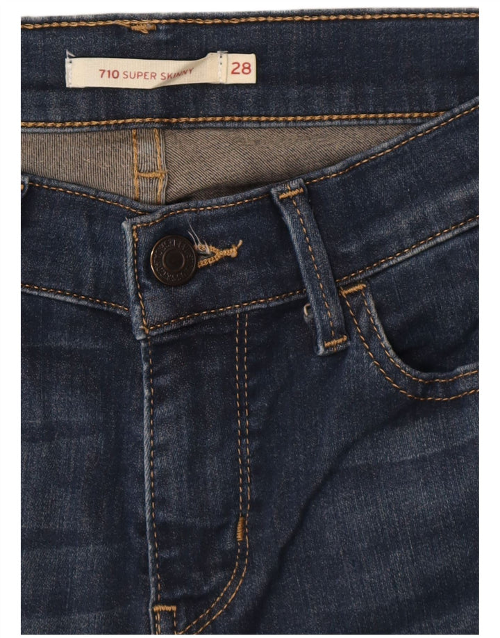 LEVI'S Dame 710 Super Skinny Jeans W28 L30 Marineblå Bomuld