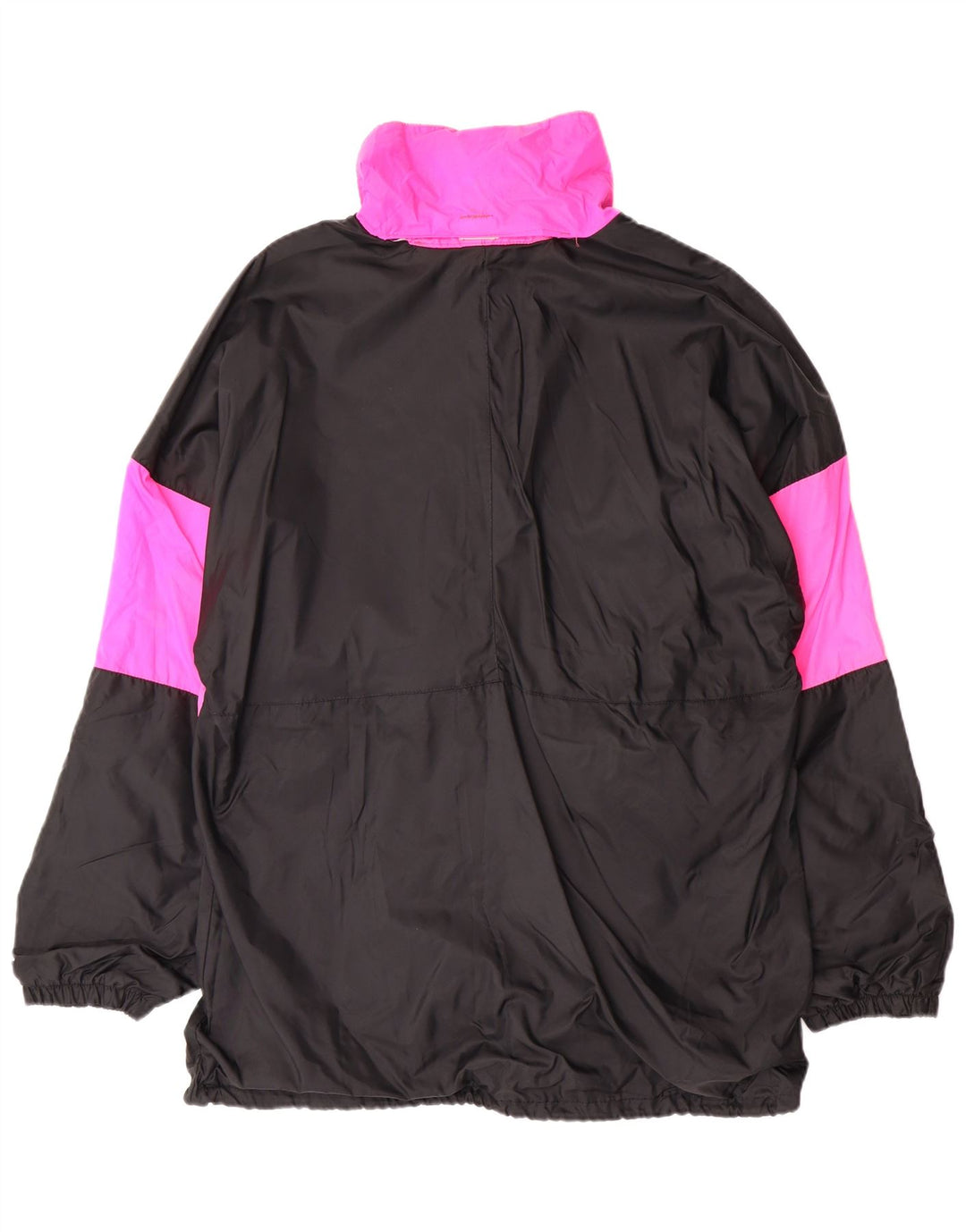 VINTAGE Herre Hættejakke Anorak UK 38 Medium Sort Colourblock Polyamid