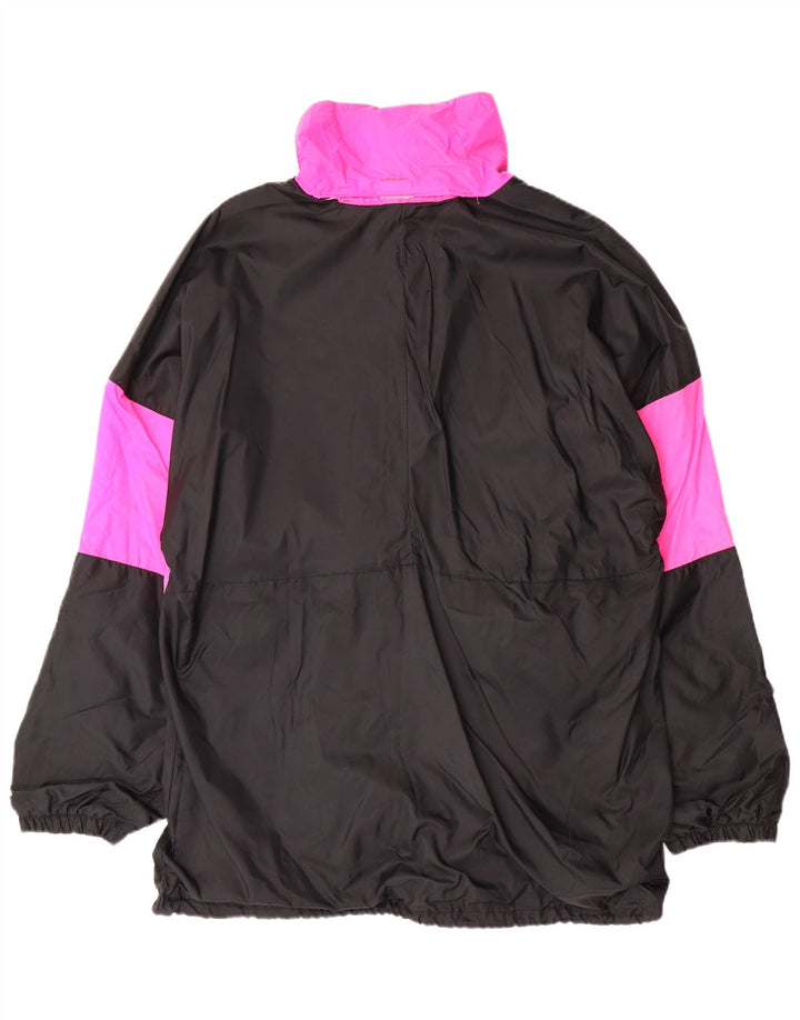VINTAGE Herre Hættejakke Anorak UK 38 Medium Sort Colourblock Polyamid