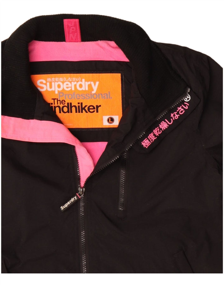 SUPERDRY Womens The Windhiker Windbreaker Jacket UK 16 Large Black