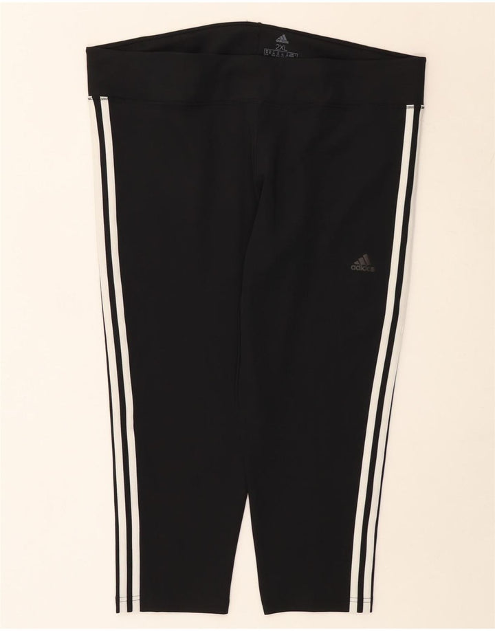 Adidas Dame Climalite Capri Leggings UK 24/26 2XL Sort Polyester