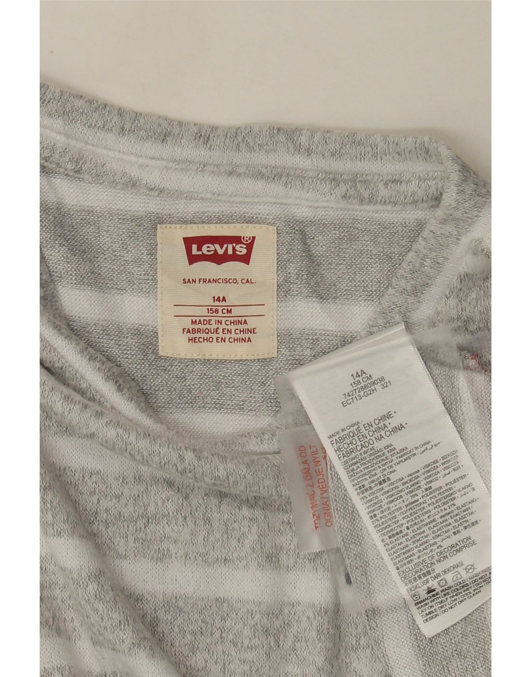 Levi's Girls Sweatshirt Jumper 13-14 år Gråstribet viskose