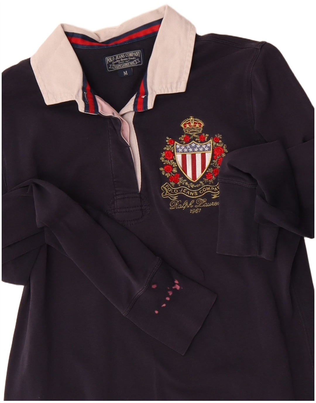 POLO RALPH LAUREN Langærmet polotrøje til kvinder UK 12 Medium Navy Blue