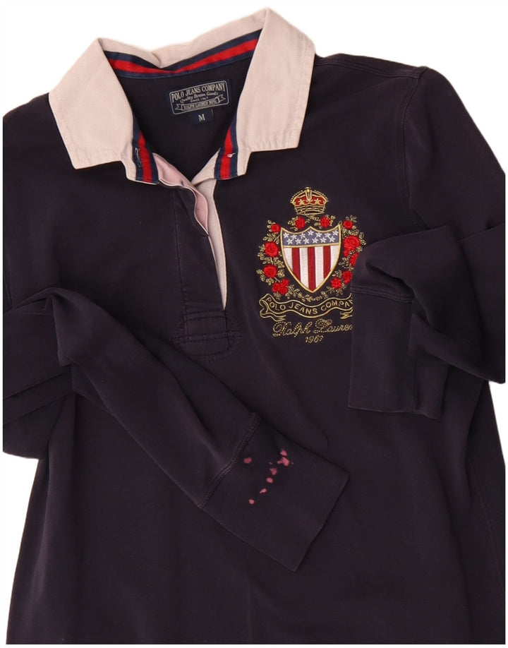 POLO RALPH LAUREN Langærmet polotrøje til kvinder UK 12 Medium Navy Blue