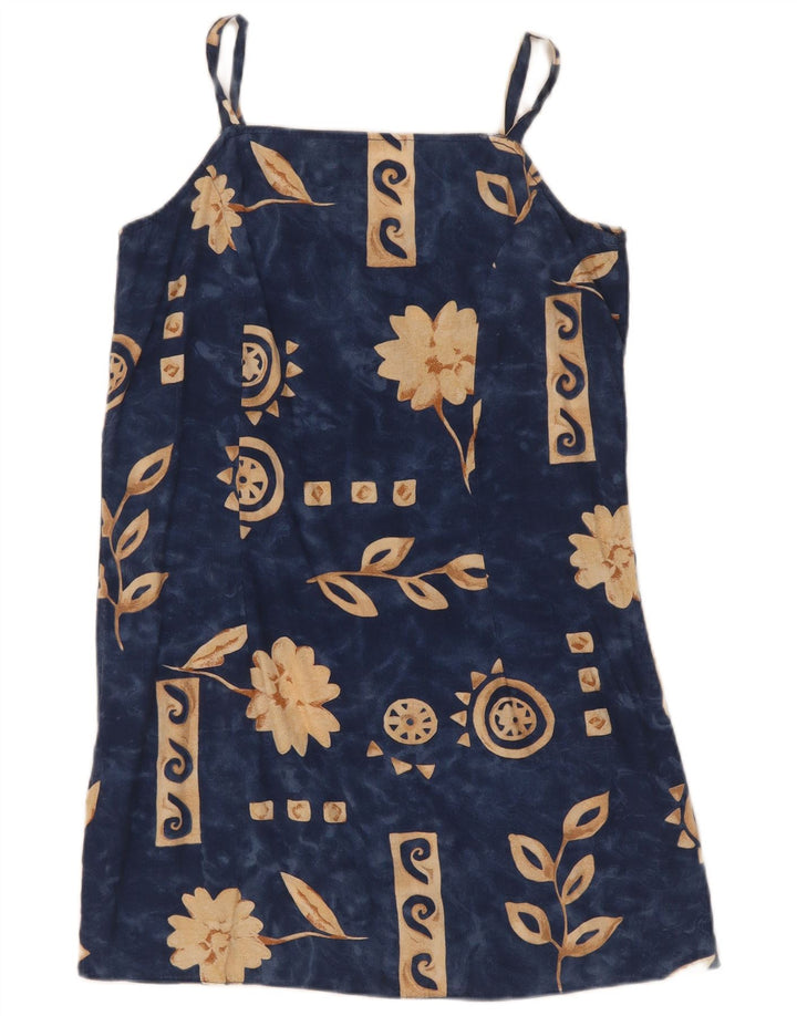 Vintage Dame Solkjole UK 10 Small Navy Blue Floral
