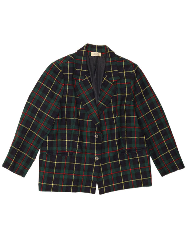 Vintage Dame 2 Button Blazer Jacket UK 16 Large Green Check