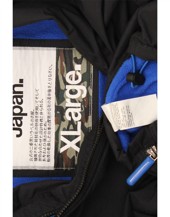 Superdry Herre grafisk vindjakke med hætte UK 42 XL sort polyester