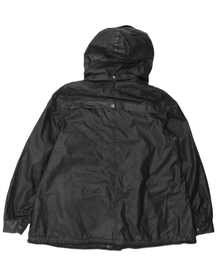 Zara Dame Hooded Oversized Utility Jacket UK 14 Medium Black Polyester