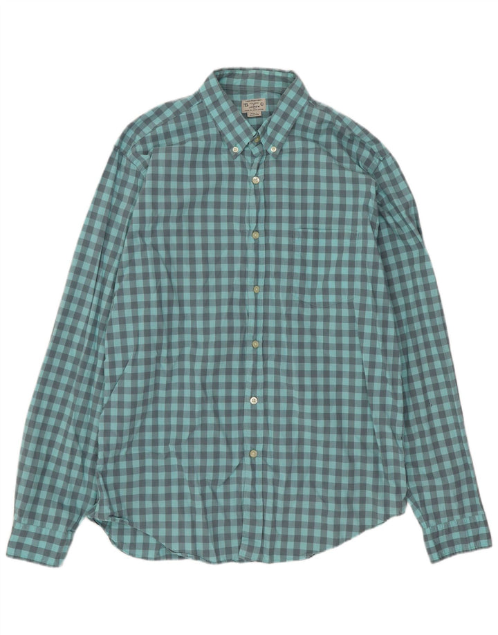 J. Crew Herreskjorte Stor Blå Gingham Bomuld