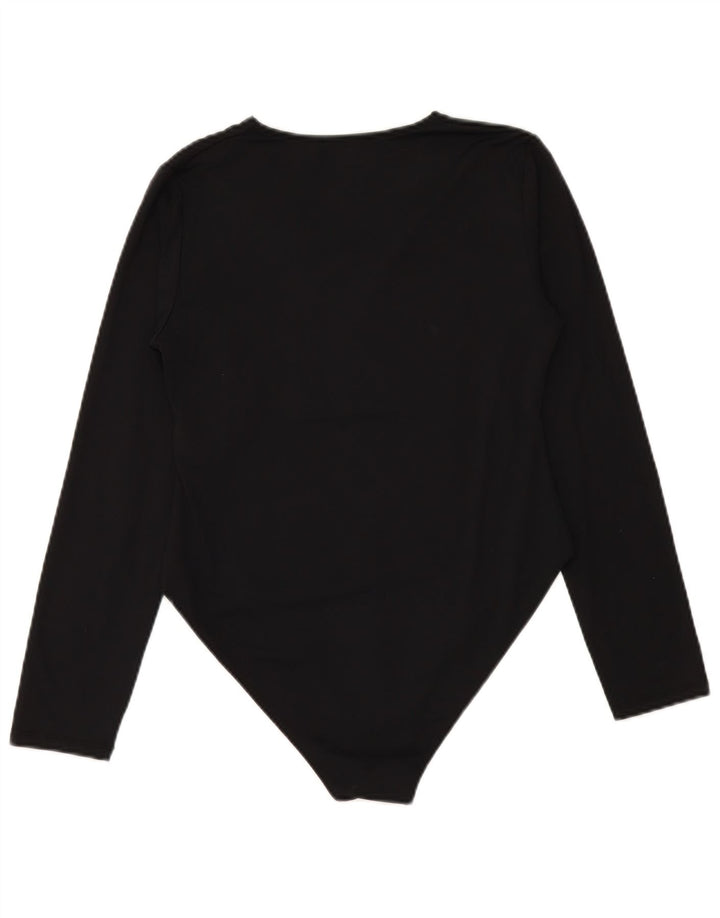 ZARA Womens Long Sleeve Bodysuit UK 14 Large Black Polyamide