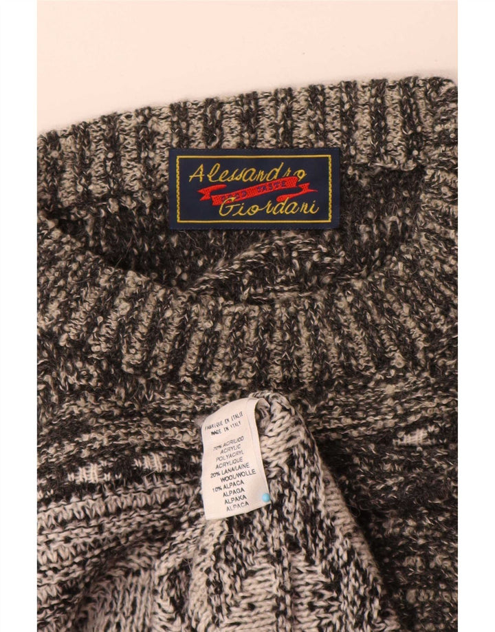 Vintage herre sweater med rund hals XL Grå Geometrisk