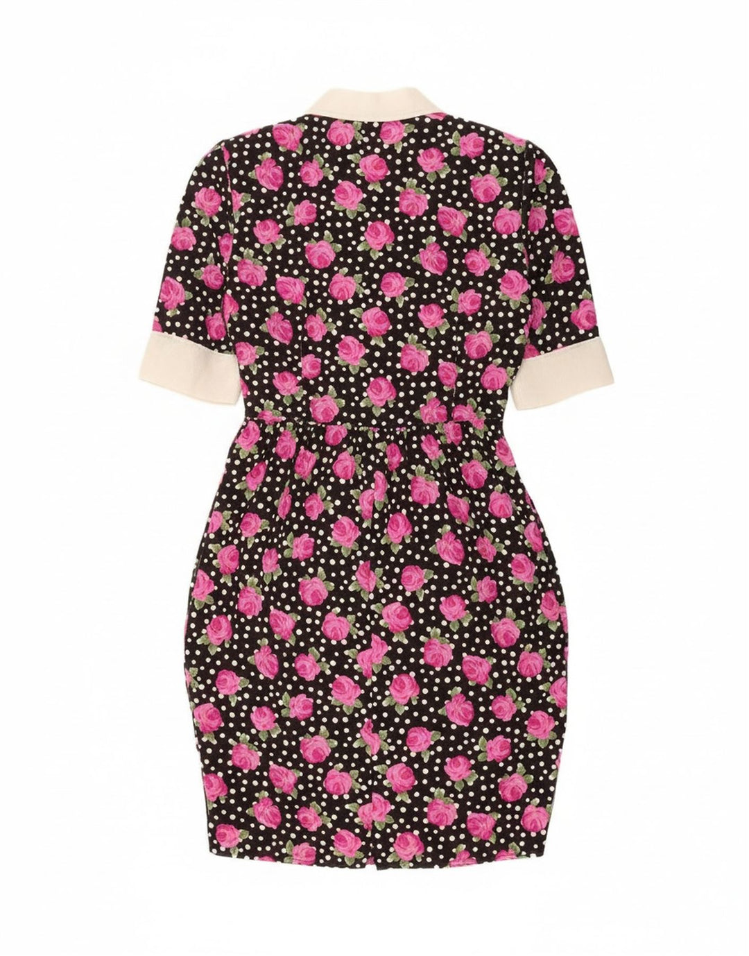 Vintage Dame Bodycon Kjole IT 46 Large Sort Floral Polyester