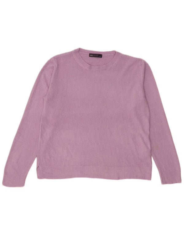 Marks & Spencer Dame sweater med rund hals DK 14 Stor lilla akryl