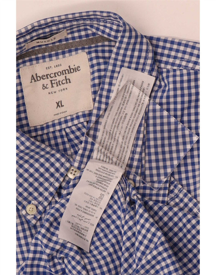 Abercrombie & Fitch Herre Muscle Bomber Jacket XL Blå Gingham Bomuld