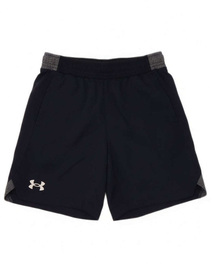 Under Armour Boys Sports Shorts 7-8 år Small Navy Blue Colourblock