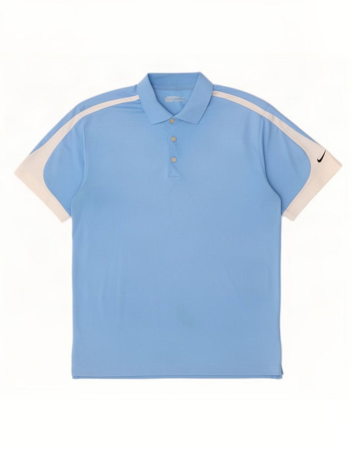Nike Poloskjorte til mænd, stor blå farveblok polyester