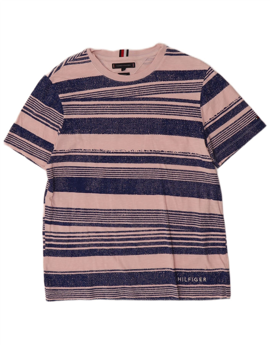Tommy Hilfiger Herre Regular Fit T-Shirt Top Medium Pink Stribet