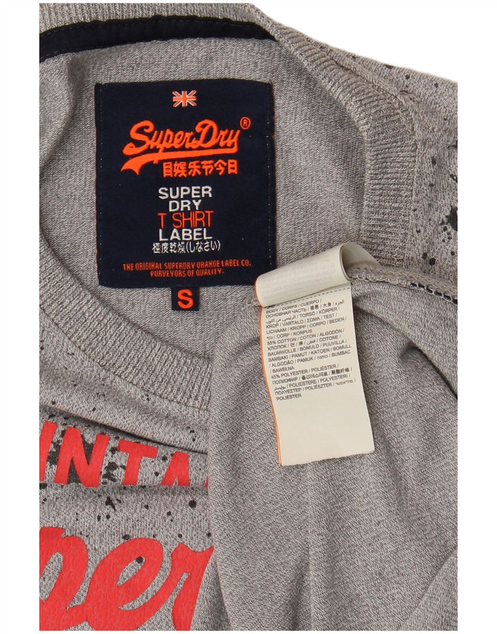 Superdry Grafisk T-shirt-top til mænd, lille grå flækket bomuld