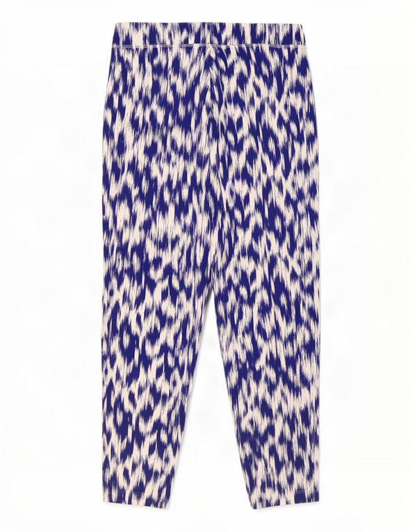 Marks & Spencer koniske bukser til kvinder UK 18 XL W36 L28 Blå Ikat Viscose