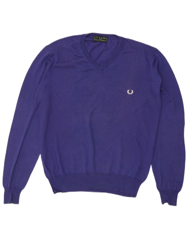 Fred Perry Herre V-hals sweater 2XL Lilla bomuld