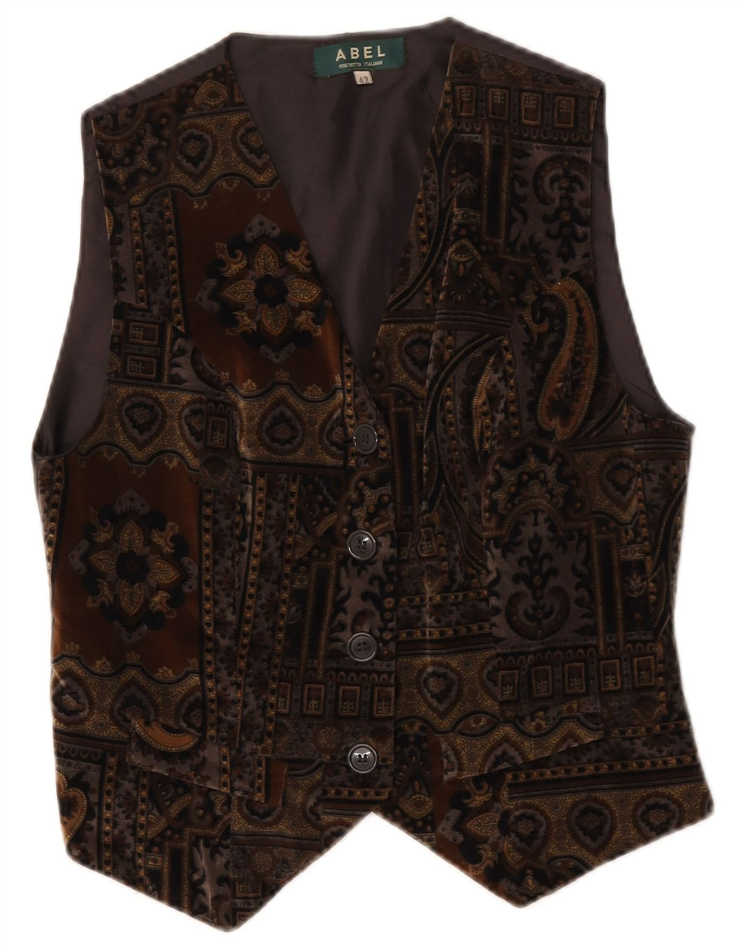 Abel Dame Velvet Vest IT 42 Medium Brun Paisley