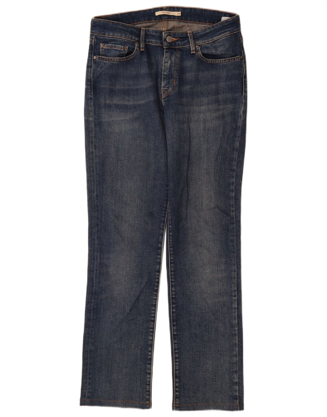 Levi's Dame 714 Straight Jeans W29 L30 Blå Bomuld