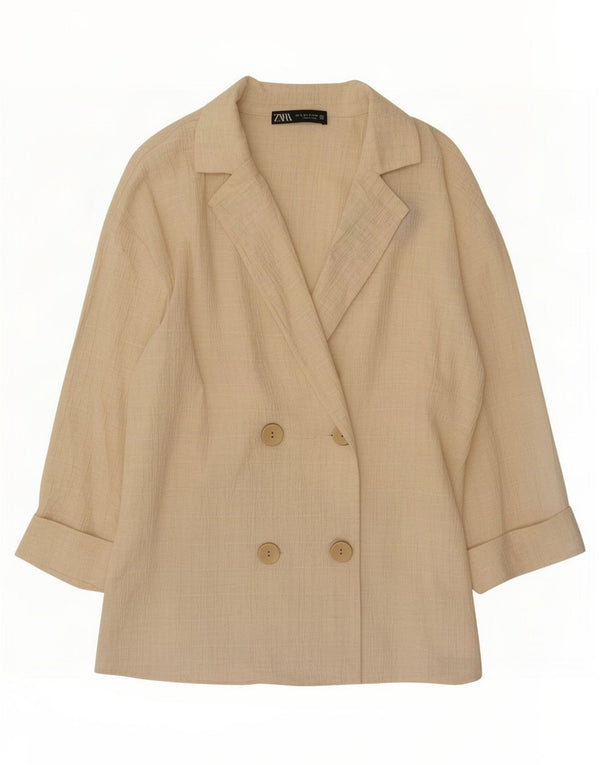 Zara Dame Oversized Double Breasted Blazer Jacket UK 10 Small Beige