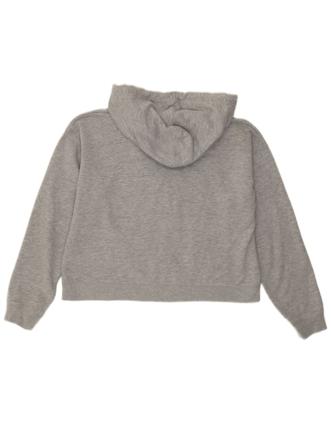 JACK WILLS Dame Crop Grafisk Hoodie Jumper UK 12 Medium Grey Bomuld