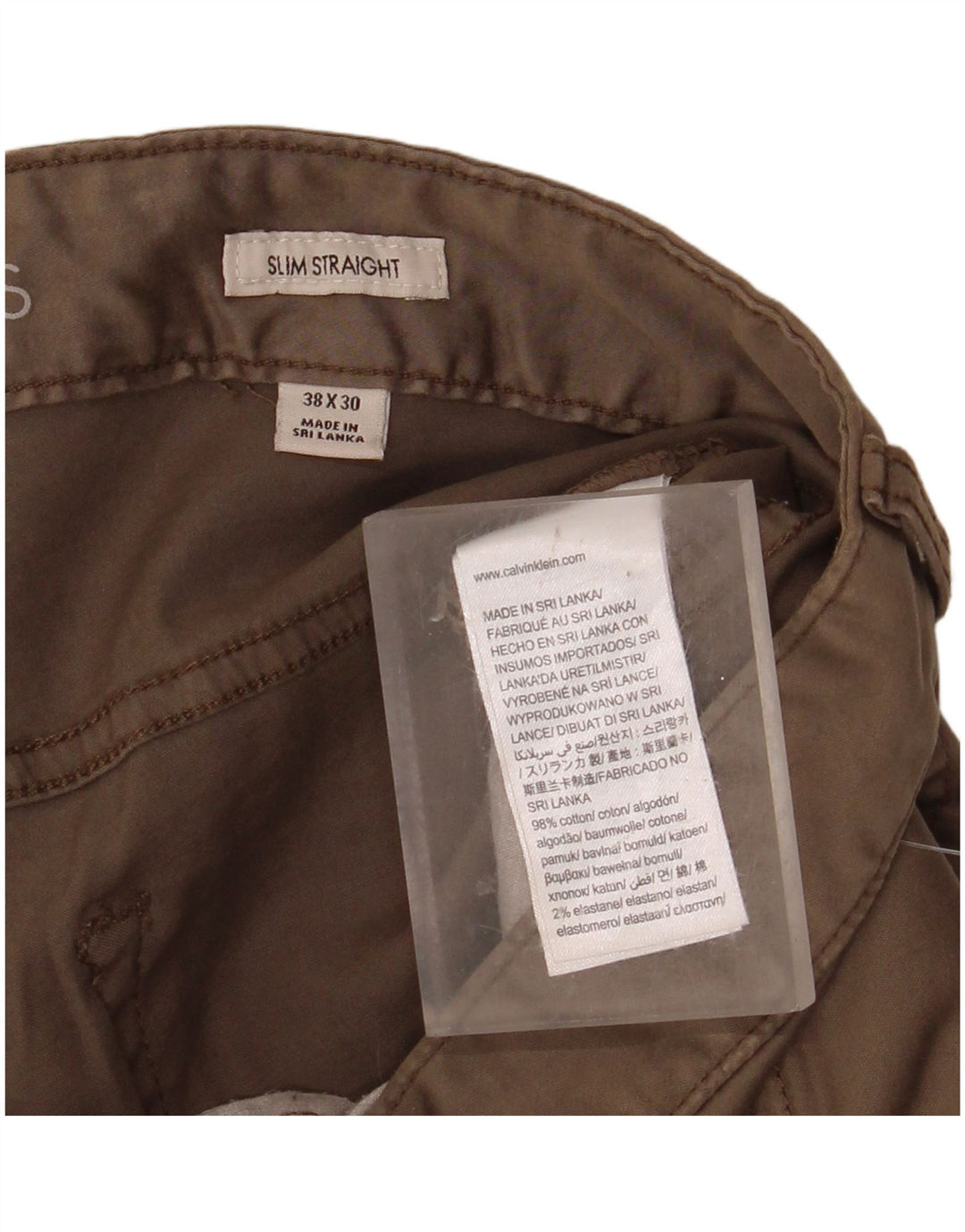 CALVIN KLEIN Herre Slim Straight Casual Bukser W38 L30 Beige Bomuld