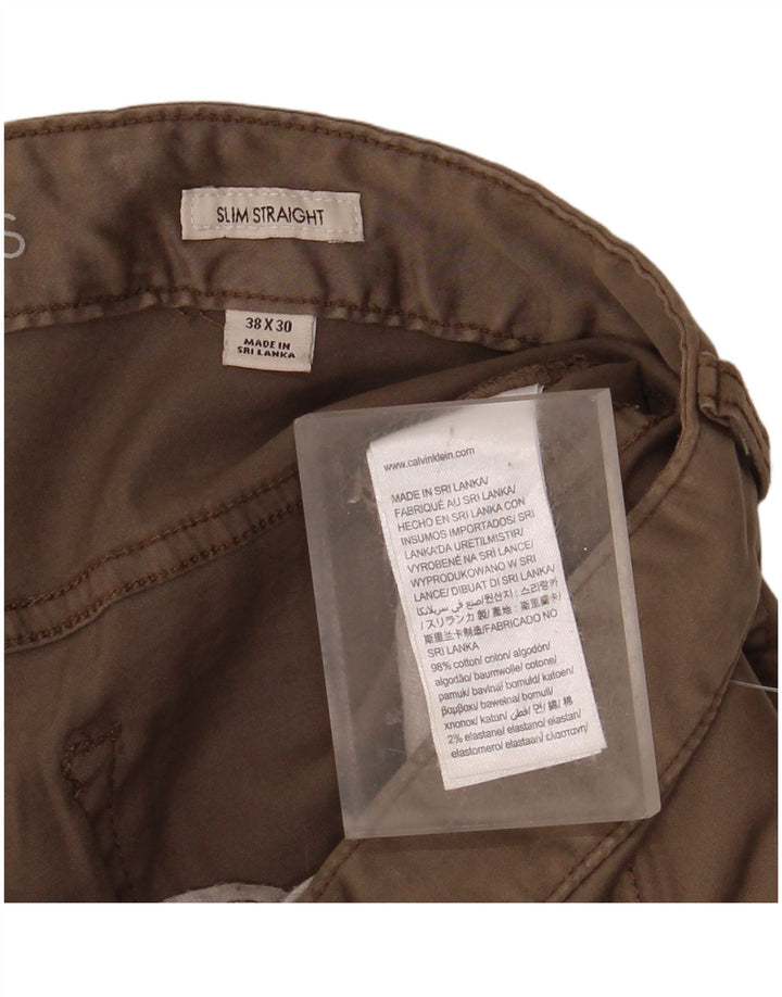 CALVIN KLEIN Herre Slim Straight Casual Bukser W38 L30 Beige Bomuld
