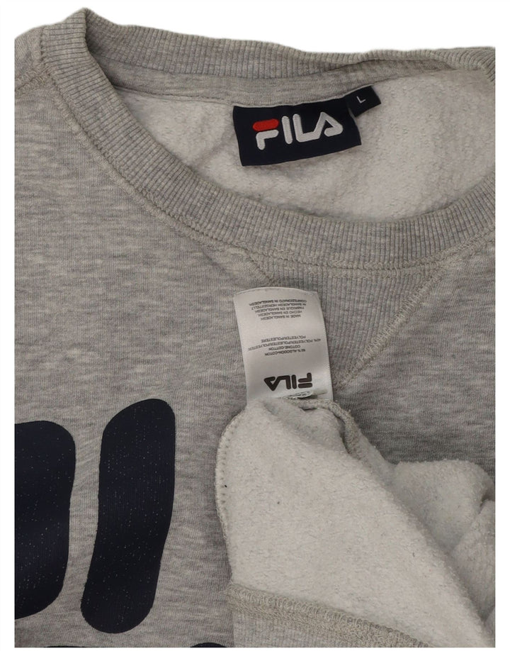 Fila Herre Grafisk Sweatshirt Jumper Stor Grå Flecked Bomuld