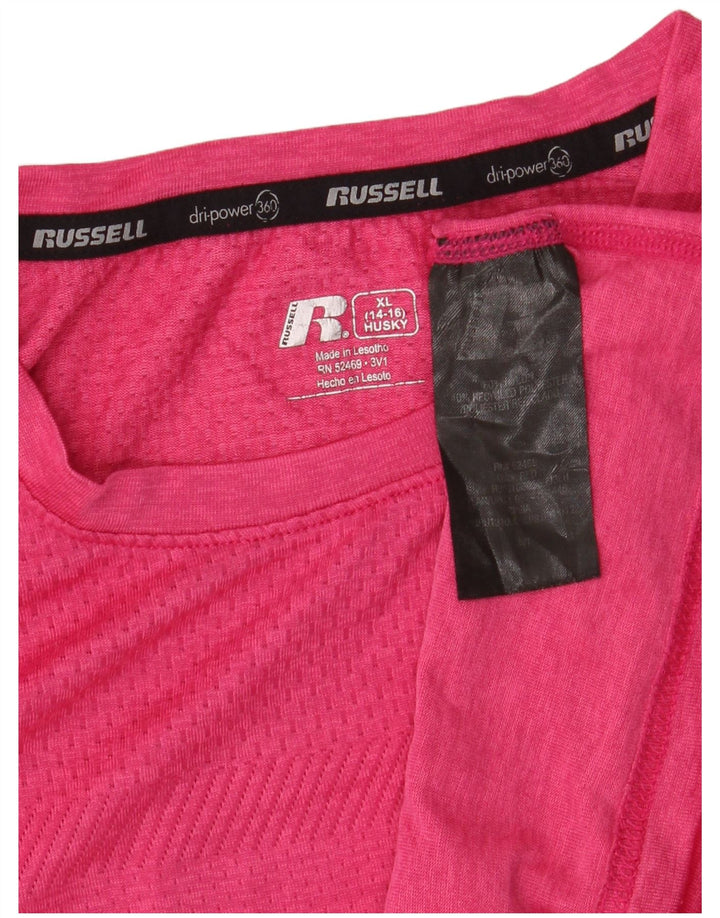 Russell Athletic Girls Husky T-Shirt Top 14-15 år XL Pink Nylon