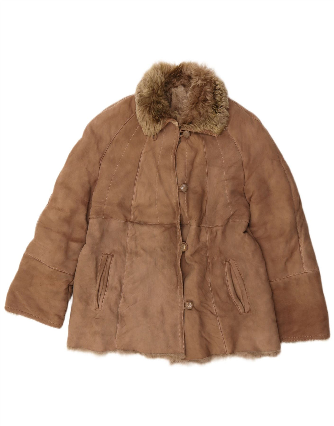 Vintage Dame Shearling Jacket UK 12 Medium Beige