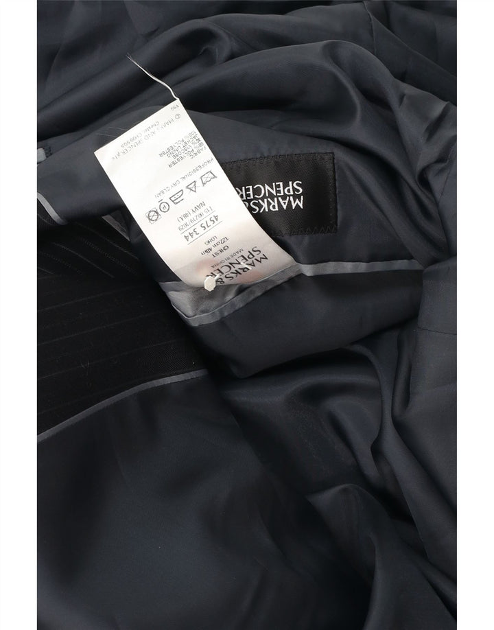 Marks & Spencer Herre 3-knaps blazerjakke UK 48 2XL Marineblå nålestribe