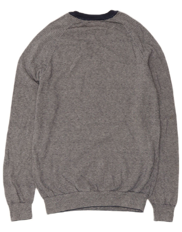 Superdry Mens Crew Neck Jumper Sweater XS Navy Blue Pinstripe Cotton