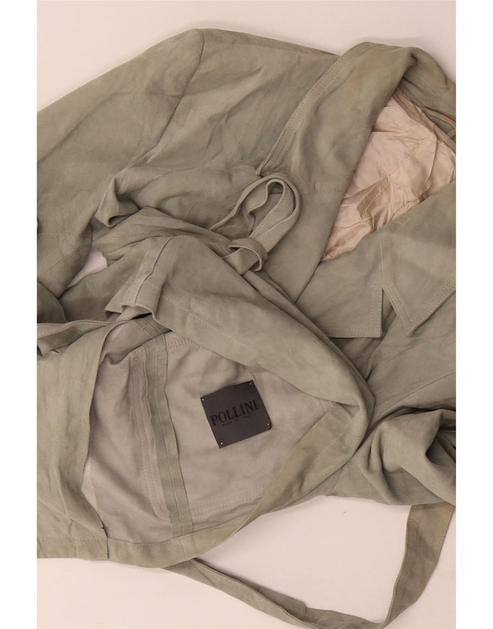 Pollini Dame 3-knaps Ruskind Blazer Jacket UK 14 Medium Green