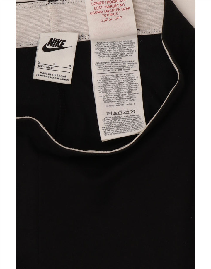 NIKE Pige Leggings 12-13 år Stor sort bomuld