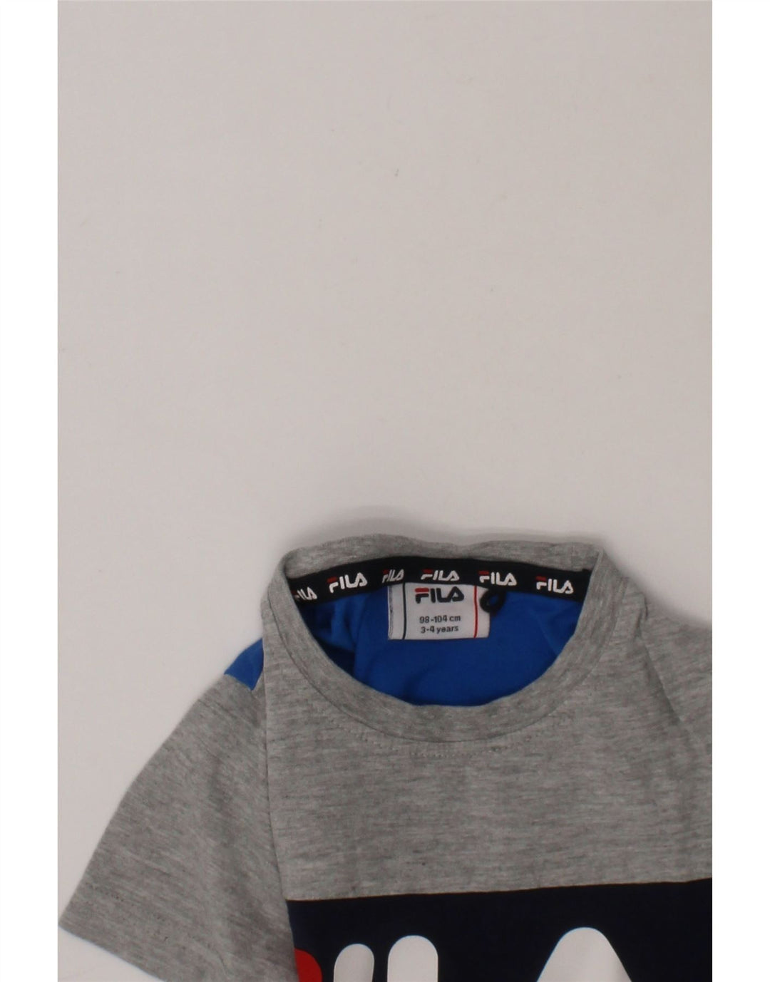 FILA Boys Graphic T-Shirt Top 3-4 Years Multicoloured Colourblock Cotton Vintage Fila and Second-Hand Fila from Messina Hembry 